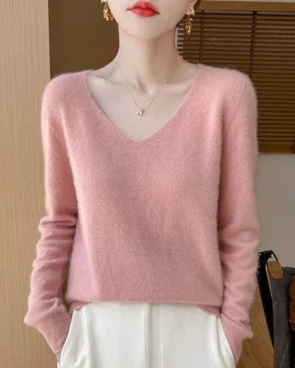 Pullover aus 100% Merinowolle mit V-Ausschnitt – Für herbstliche und winterliche Looks