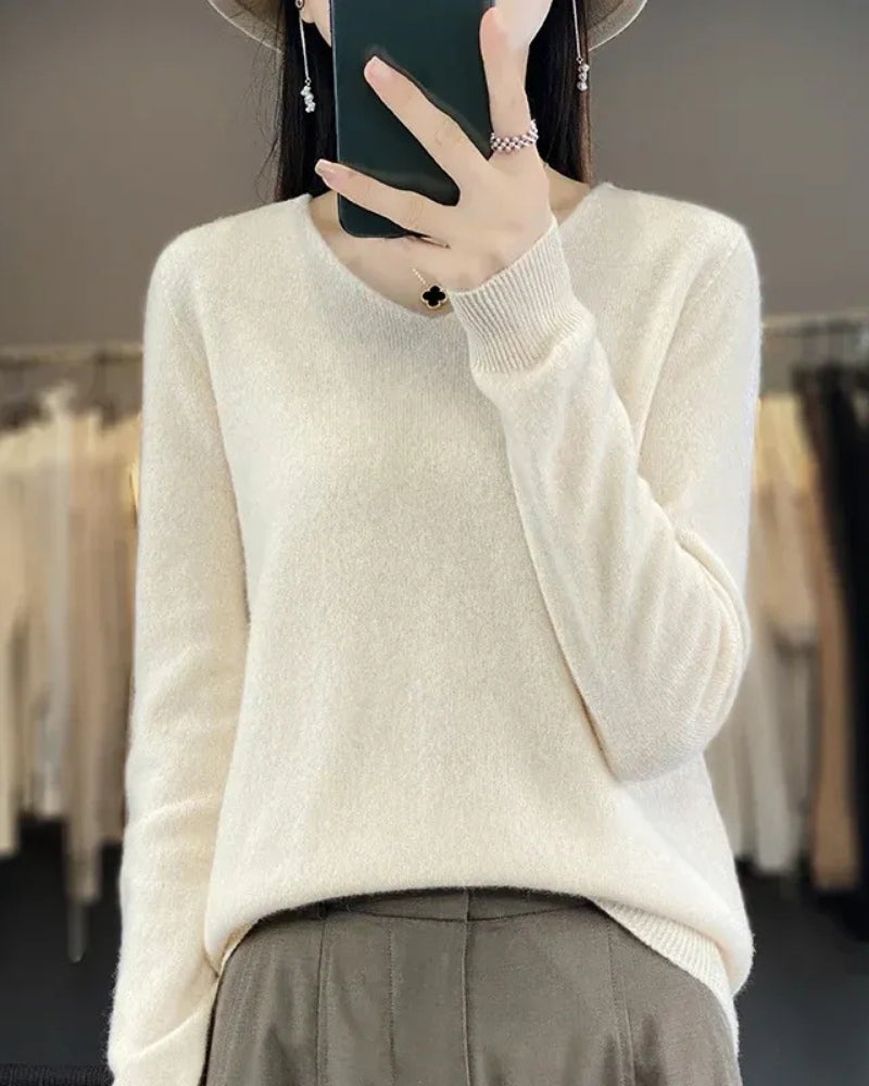Pullover aus 100% Merinowolle mit V-Ausschnitt – Für herbstliche und winterliche Looks