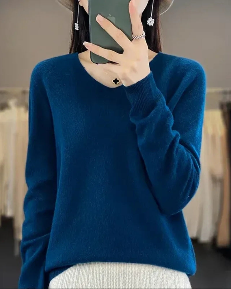 Pullover aus 100% Merinowolle mit V-Ausschnitt – Für herbstliche und winterliche Looks