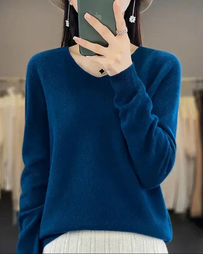 Pullover aus 100% Merinowolle mit V-Ausschnitt – Für herbstliche und winterliche Looks