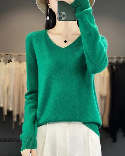 Pullover aus 100% Merinowolle mit V-Ausschnitt – Für herbstliche und winterliche Looks