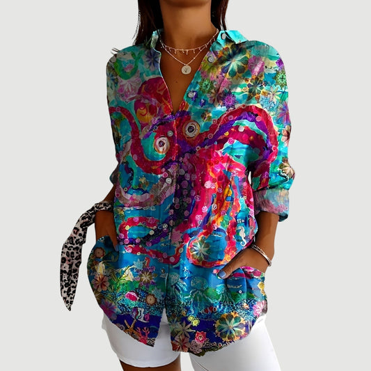 Agnes™ | Bluse med farverigt design