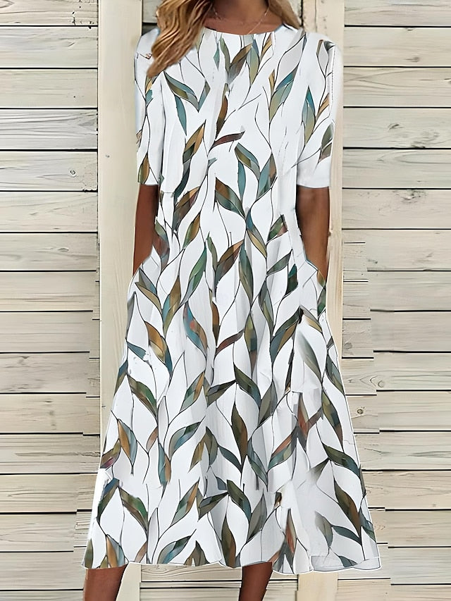 Floral Midi Dress – A-Line Flow – Casual Summer Elegance