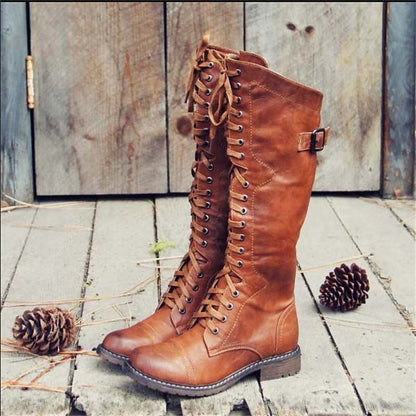 Damen Hohe Schnürstiefel Im Reitstil