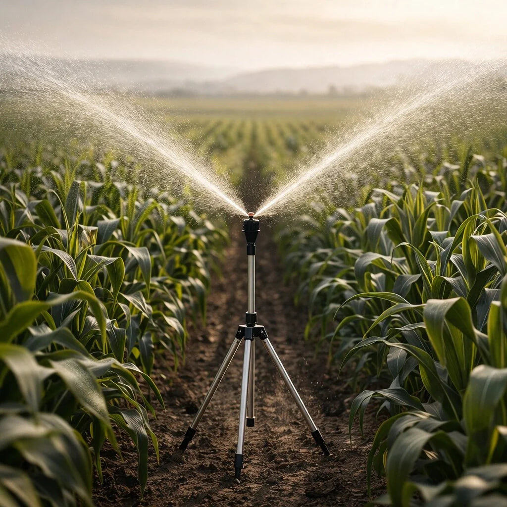 Rasensprenger mit Stativ | 360° Sprinkler | Gartenspritze | AquaVento