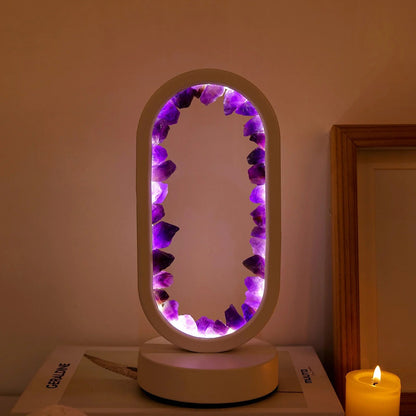 Ręcznie wykonana lampa ametystowa - Serenith-Ametyst Surowy Biały-Trend Polska