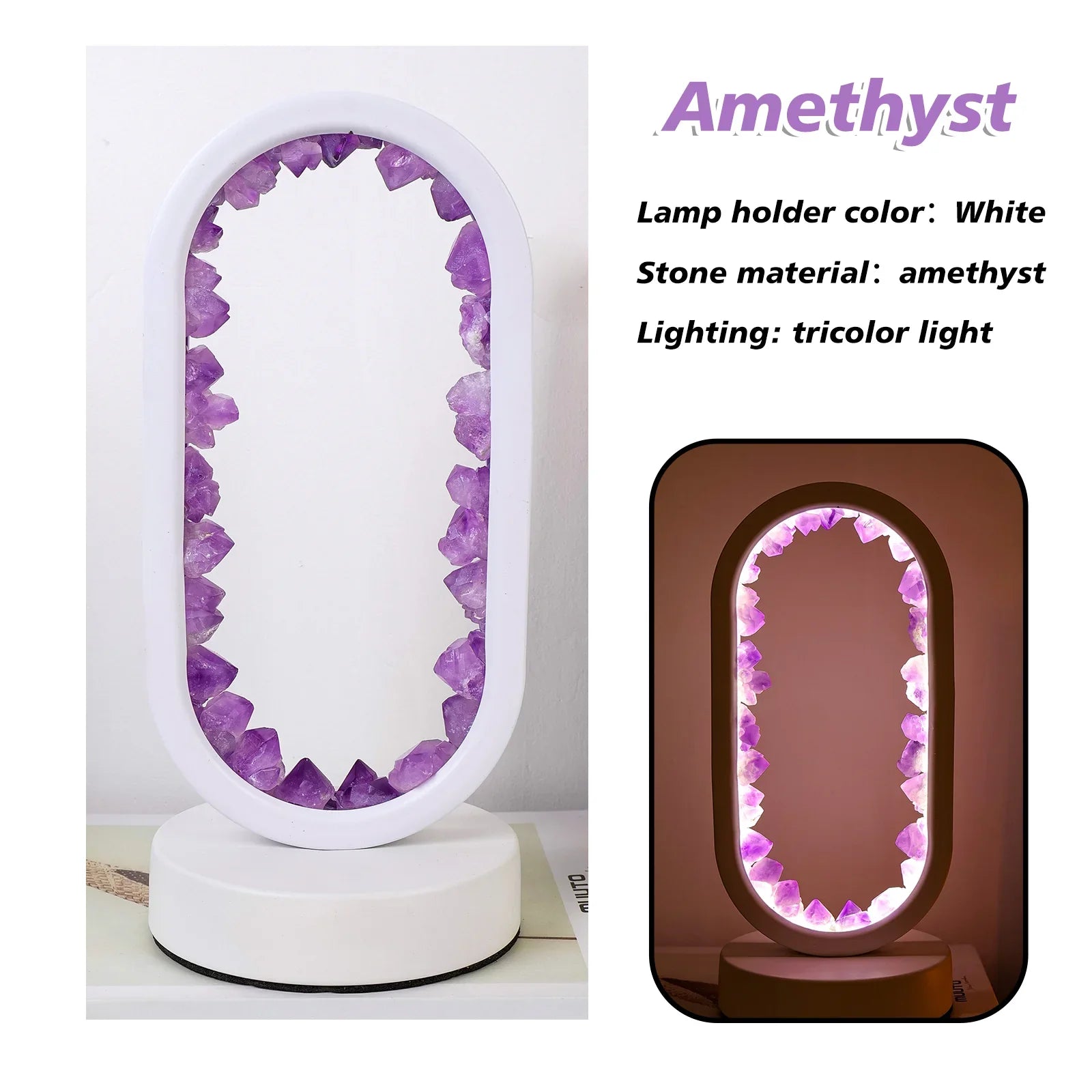 Ręcznie wykonana lampa ametystowa - Serenith-Ametyst Surowy Czarny-Trend Polska