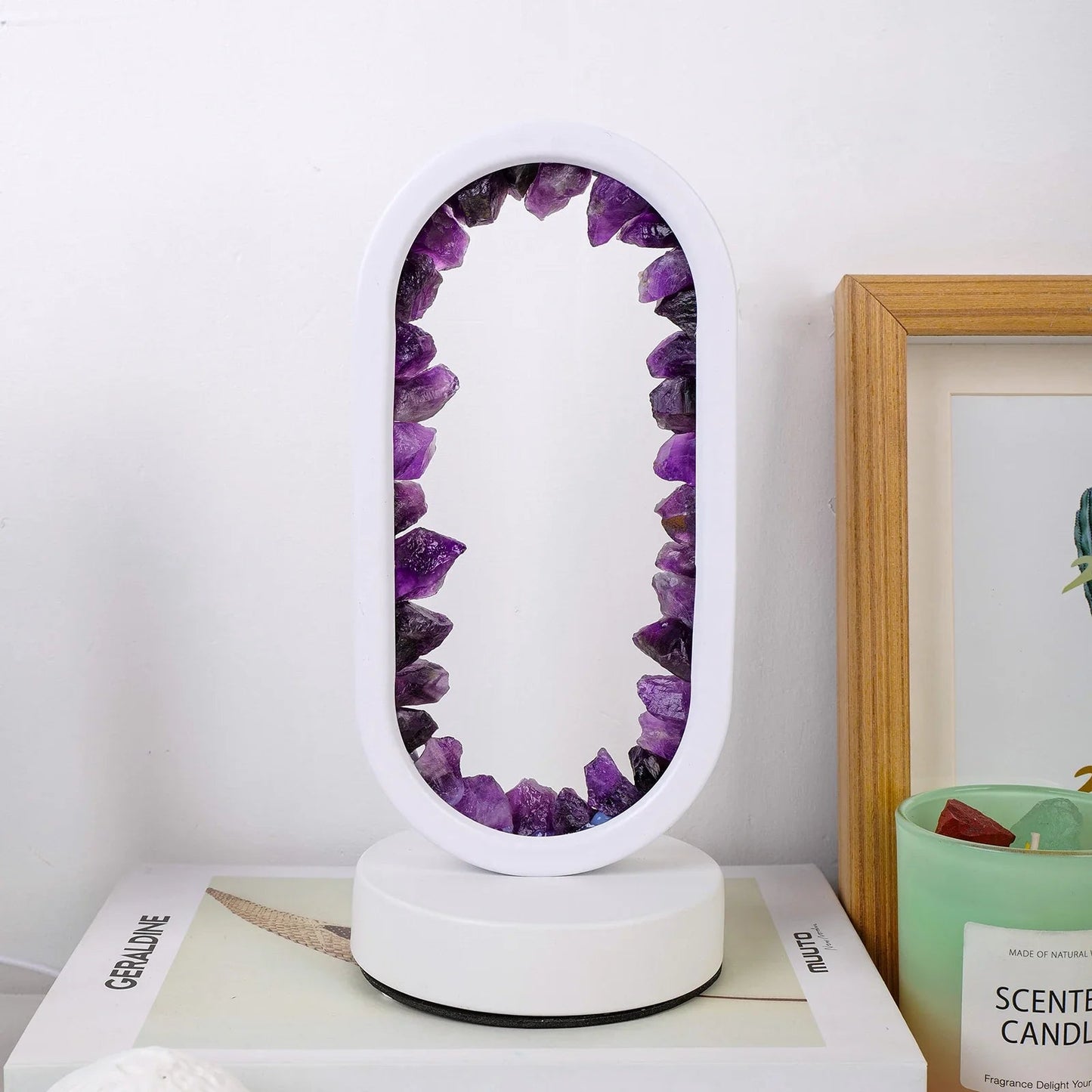 Ręcznie wykonana lampa ametystowa - Serenith-Ametyst Surowy Czarny-Trend Polska