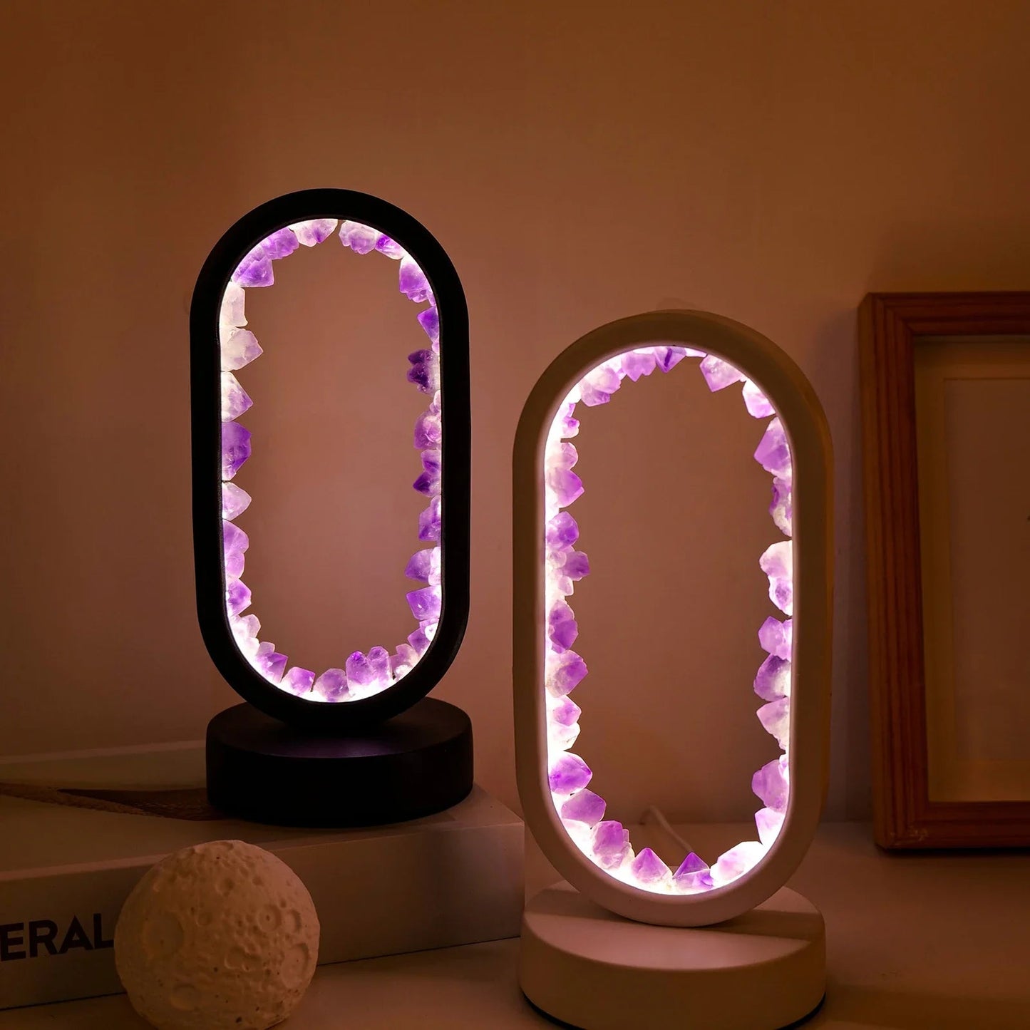 Ręcznie wykonana lampa ametystowa - Serenith-Ametyst Surowy Czarny-Trend Polska