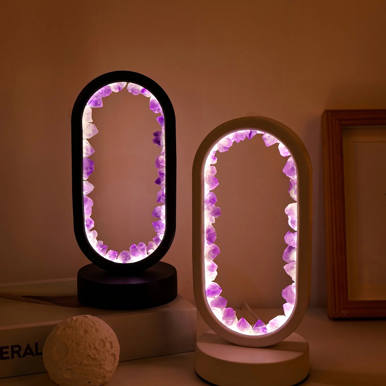 Ręcznie wykonana lampa ametystowa - Serenith-Ametyst Surowy Czarny-Trend Polska