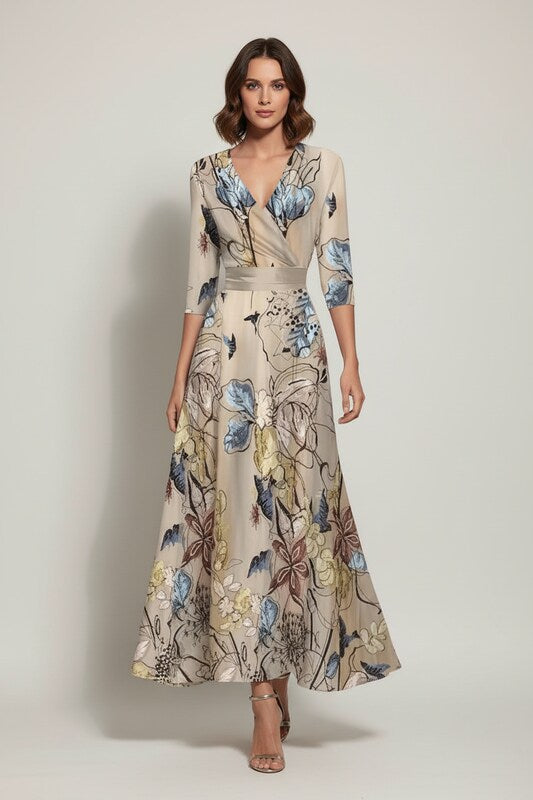 Floral Midi Dress with Flowing Silhouette and Feminine Fit