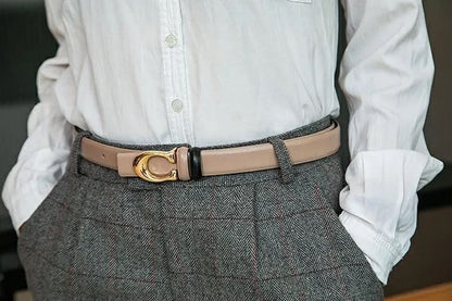 Reversible Thin C-Buckle Belt-Beige-State of Style