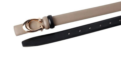 Reversible Thin C-Buckle Belt-Beige-State of Style