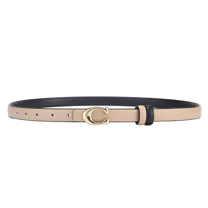 Reversible Thin C-Buckle Belt-Beige-State of Style