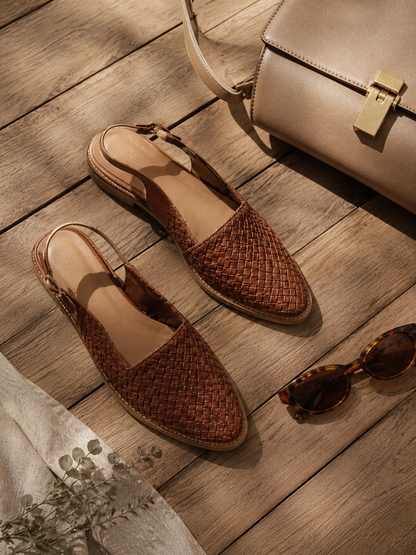 Jesselle - Gewebte Slingback-Ballerinas