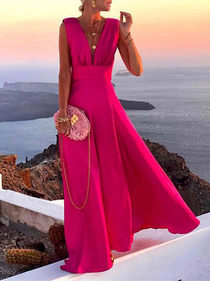 Robe femme col V silhouette fluide