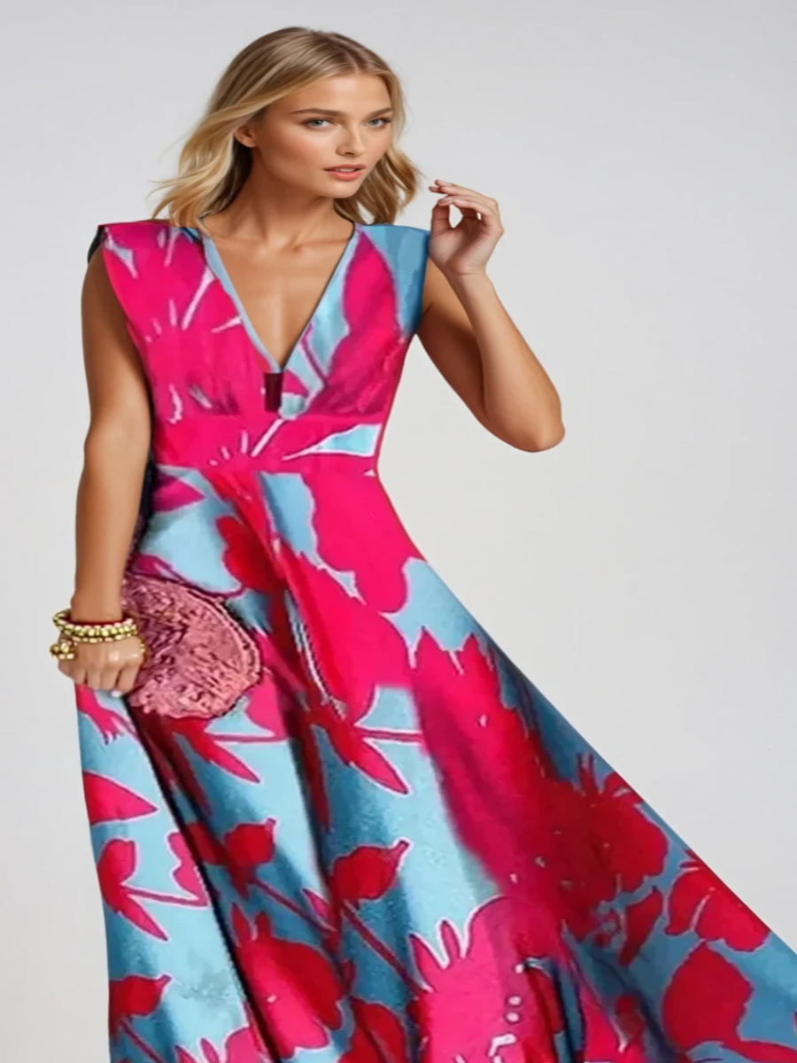 Robe femme col V silhouette fluide