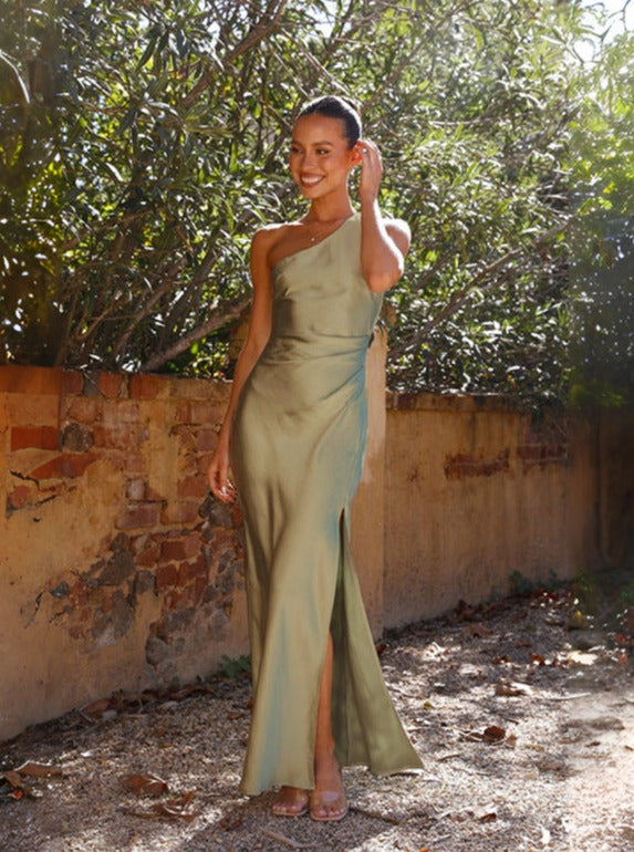 Jovienne | Spring Women One Shoulder Maxi Dress | Lang Kjole med Elegant Sommerlook