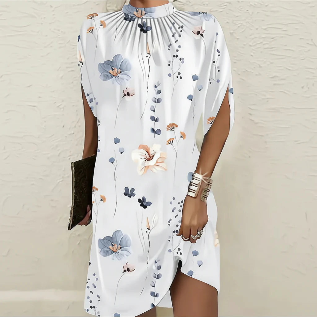 Partykleid für Damen mit Fledermausärmeln und plissiertem Ausschnitt