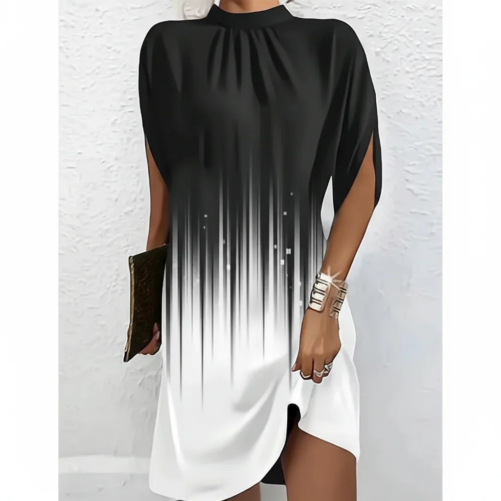 Partykleid für Damen mit Fledermausärmeln und plissiertem Ausschnitt