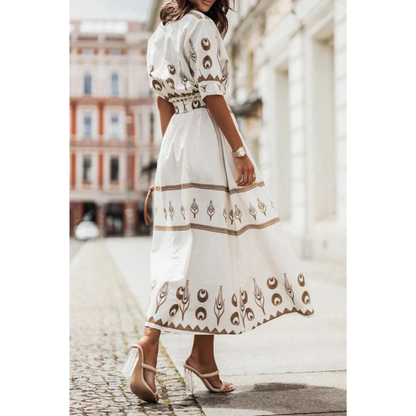 Romina | Damen Sommerkleid Midi im Boho Stil mit Silhouette