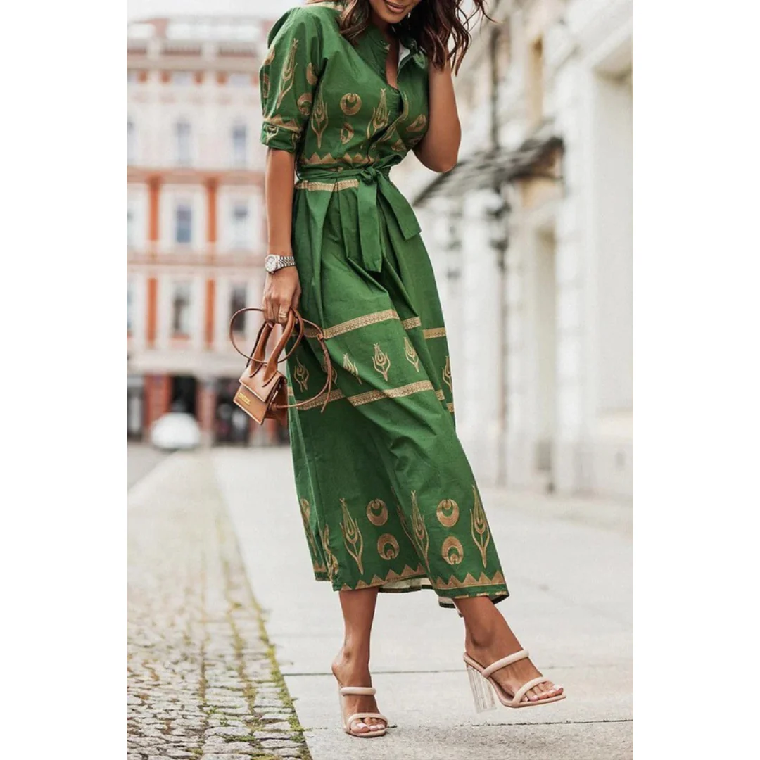 Romina | Damen Sommerkleid Midi im Boho Stil mit Silhouette