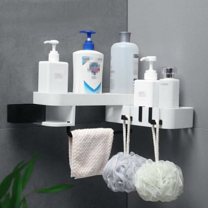 Rotating Bathroom Storage Shower Shelf Wall Hanging Rack Black
