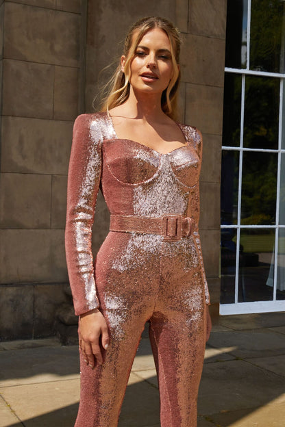Valencia - Geraffineerde jumpsuit met wijde benen en slanke pasvorm