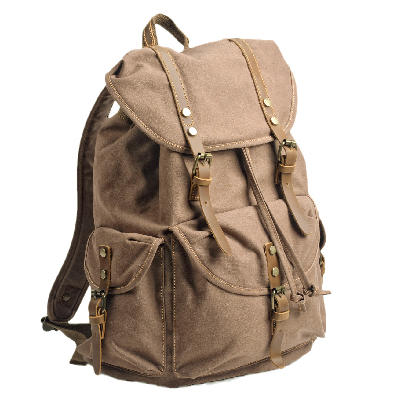 Militär Canvas Rucksack 28L aus Leder & Canvas – Abenteuer Rucksack ROUGEMONT