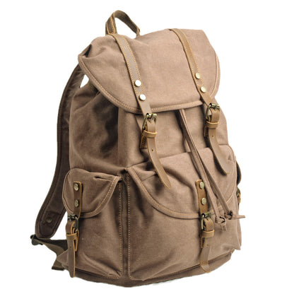 Militär Canvas Rucksack 28L aus Leder & Canvas – Abenteuer Rucksack ROUGEMONT