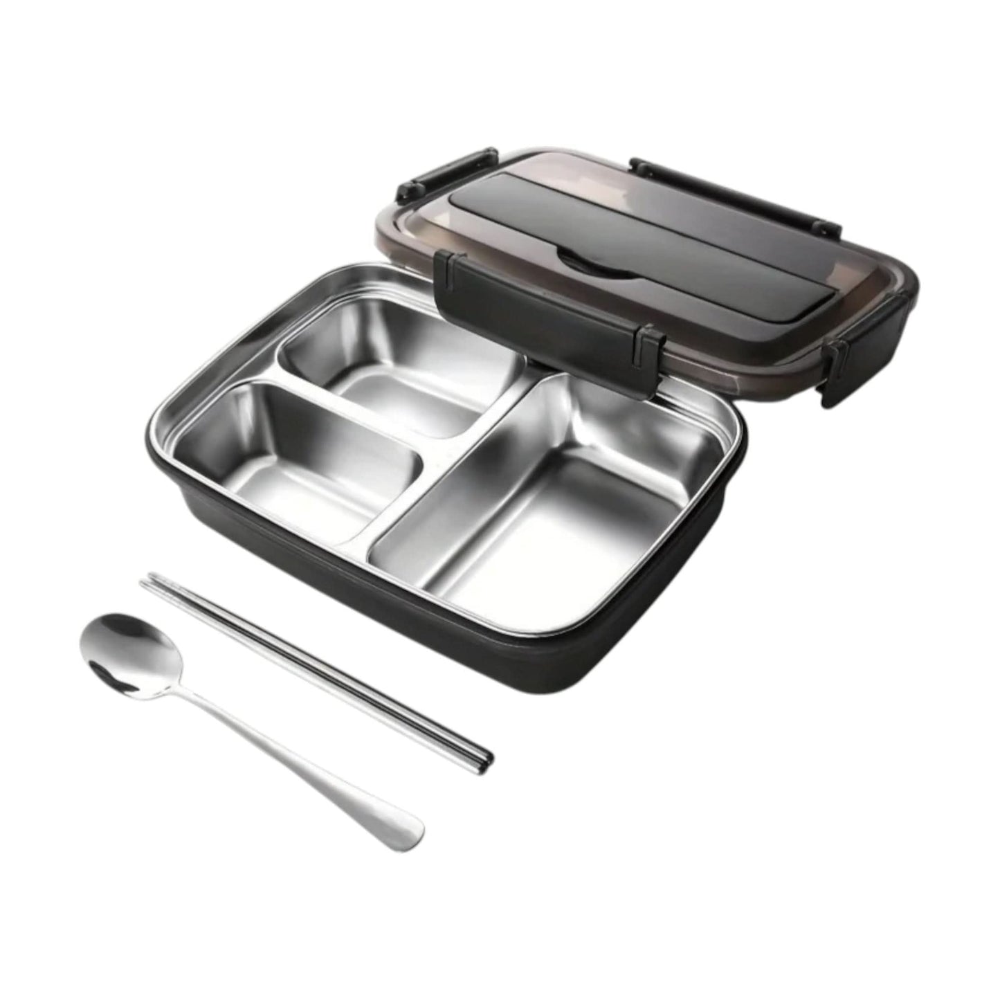 RVS Lunchbox Met Vakken | Lekvrij 1500ml Inclusief Bestek | Vaatwasserbestendig - KidsKorner