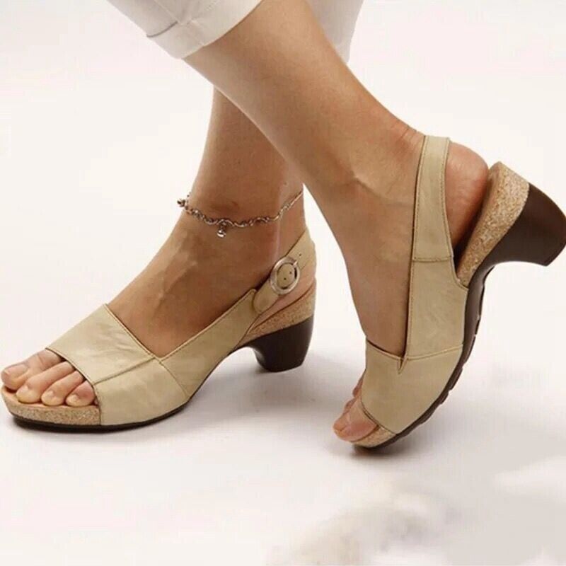 Vivian | Women's Block Heel Slingback Sandals with Buckle Strap