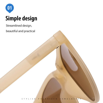 Beige Sonnenbrille, polarisiert, stilvolles Design, UV-Schutz, modisch und praktisch.