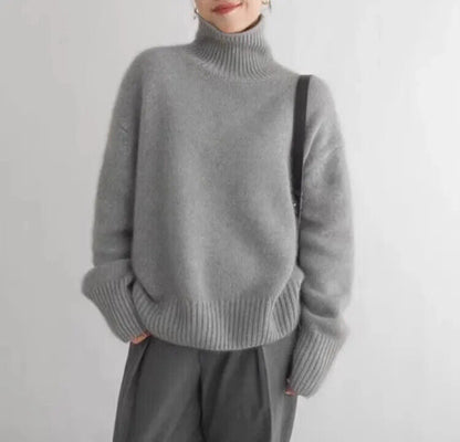 Women’s Cashmere Turtleneck Sweater Soft Knit Relaxed Fit