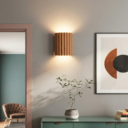 Freyza - Nordic Pleated Resin Wall Sconce | Modern Macaron Ribbed LED Lamp (16.5cm)