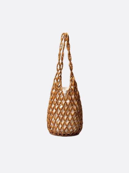Boho Wooden Bead Crossbody Handbag