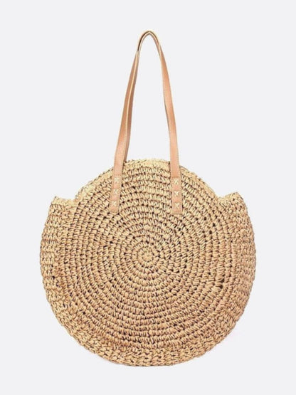Colorful Round Straw Tote Bag