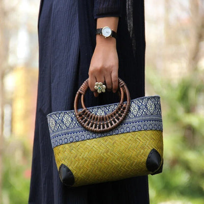 Bolendo Sakura | Strand und Boho Style Modische Tasche aus geflochtenem Bambus