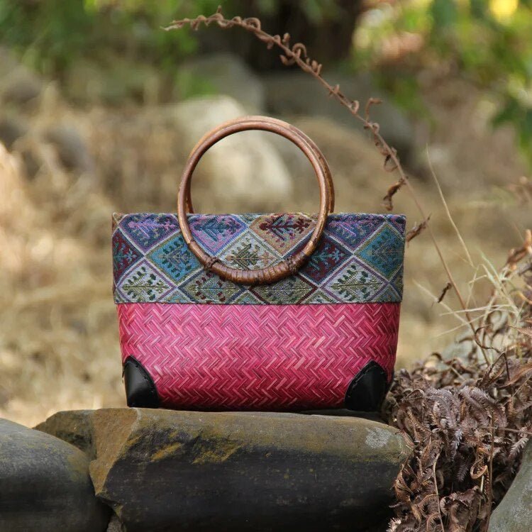 Bolendo Sakura | Strand und Boho Style Modische Tasche aus geflochtenem Bambus
