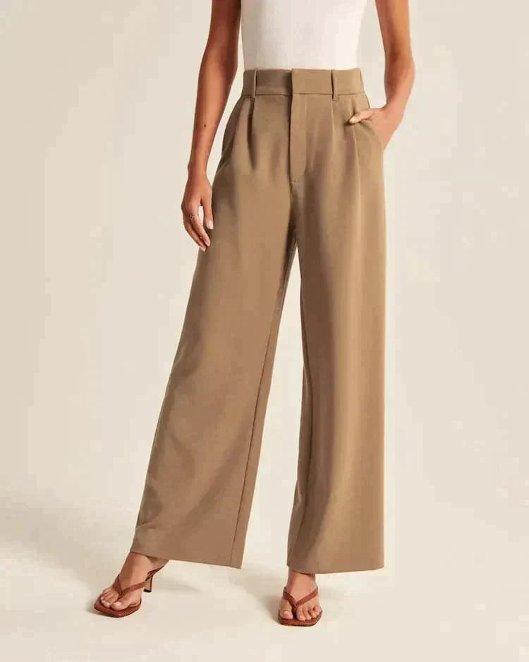 Bequeme Hochtaillierte Weite Passform Hose für einen Stilvollen Look