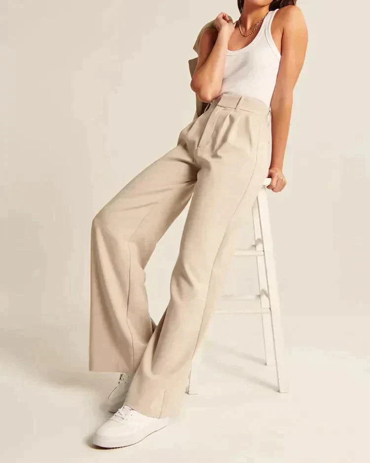 Bequeme Hochtaillierte Weite Passform Hose für einen Stilvollen Look