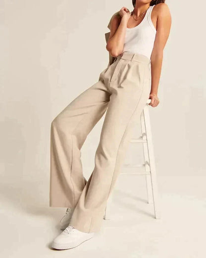 Bequeme Hochtaillierte Weite Passform Hose für einen Stilvollen Look