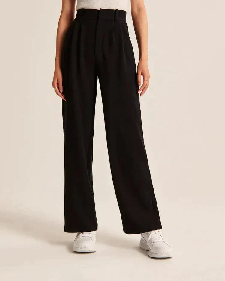 Bequeme Hochtaillierte Weite Passform Hose für einen Stilvollen Look