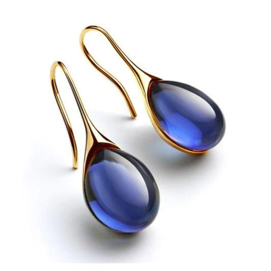 Earrings with Oval Glass Stones for Women