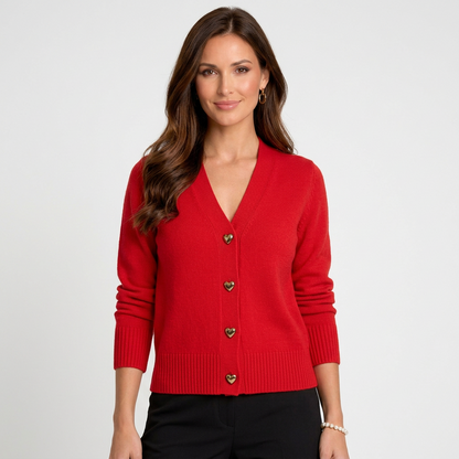 Women’s V-Neck Knit Cardigan – Button Front Cardigan
