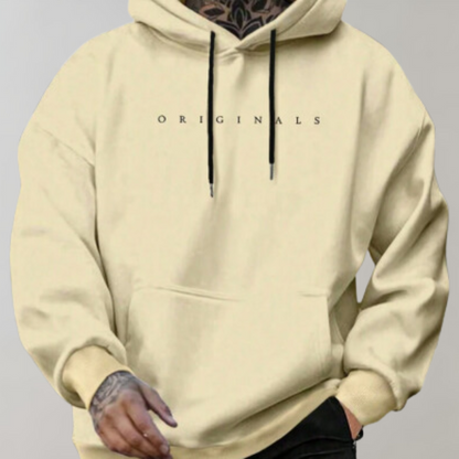Heren Hoodie Losse Comfortabele Pasvorm Katoenmix Geel