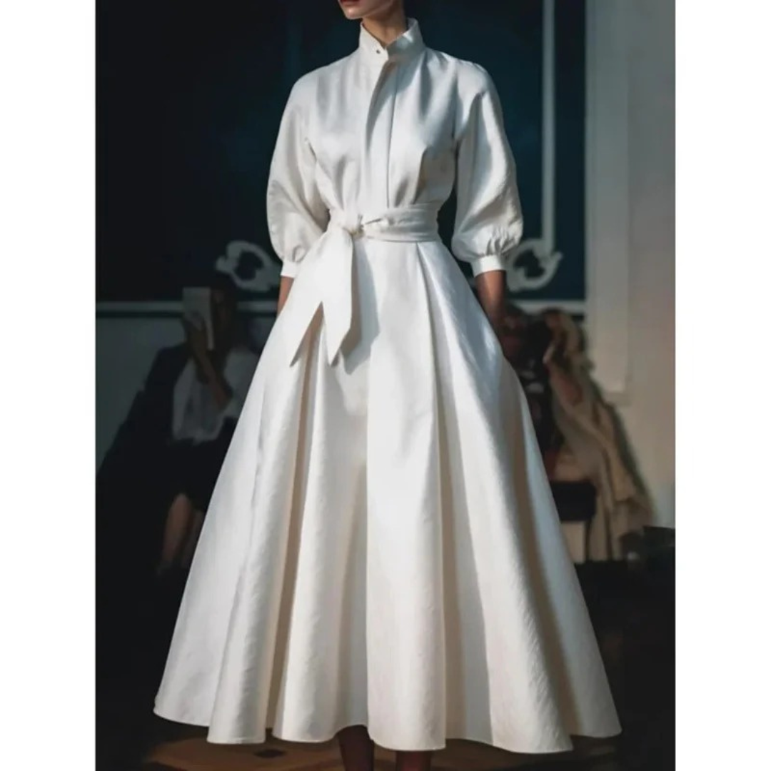 Serena | Damen Weißes Midikleid Alltag