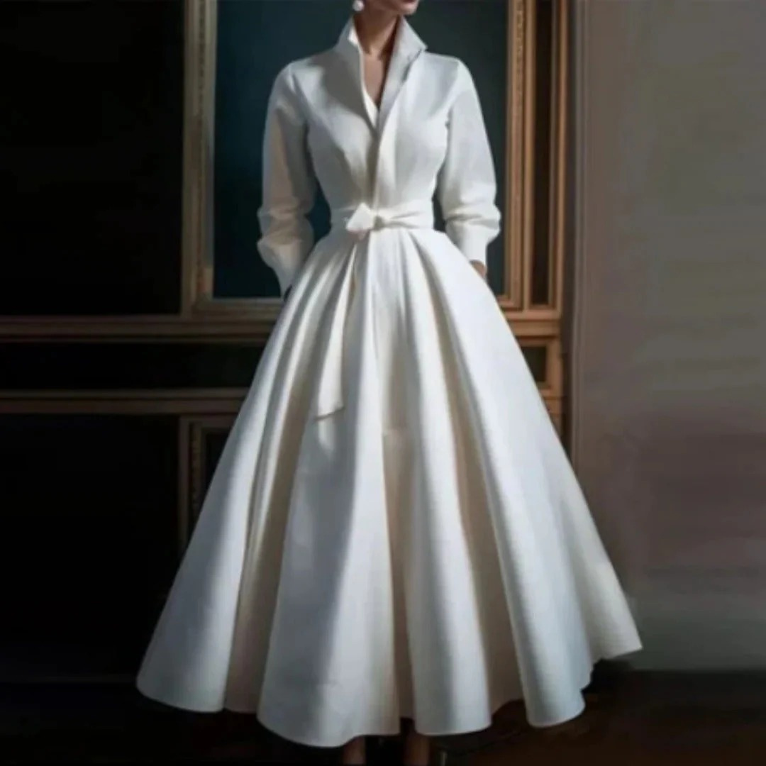Serena | Damen Weißes Midikleid Alltag