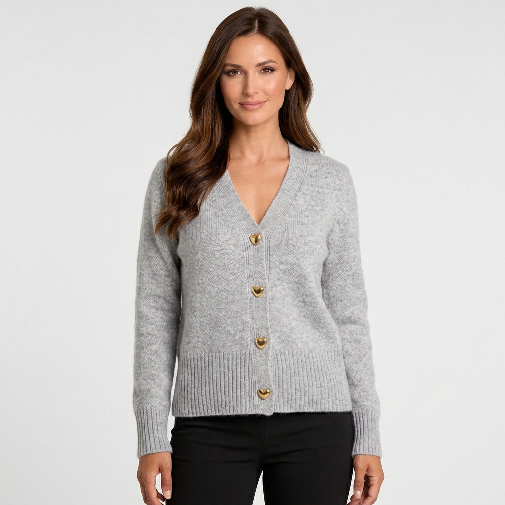 Women’s V-Neck Knit Cardigan – Button Front Cardigan
