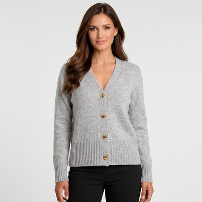 Women’s V-Neck Knit Cardigan – Button Front Cardigan